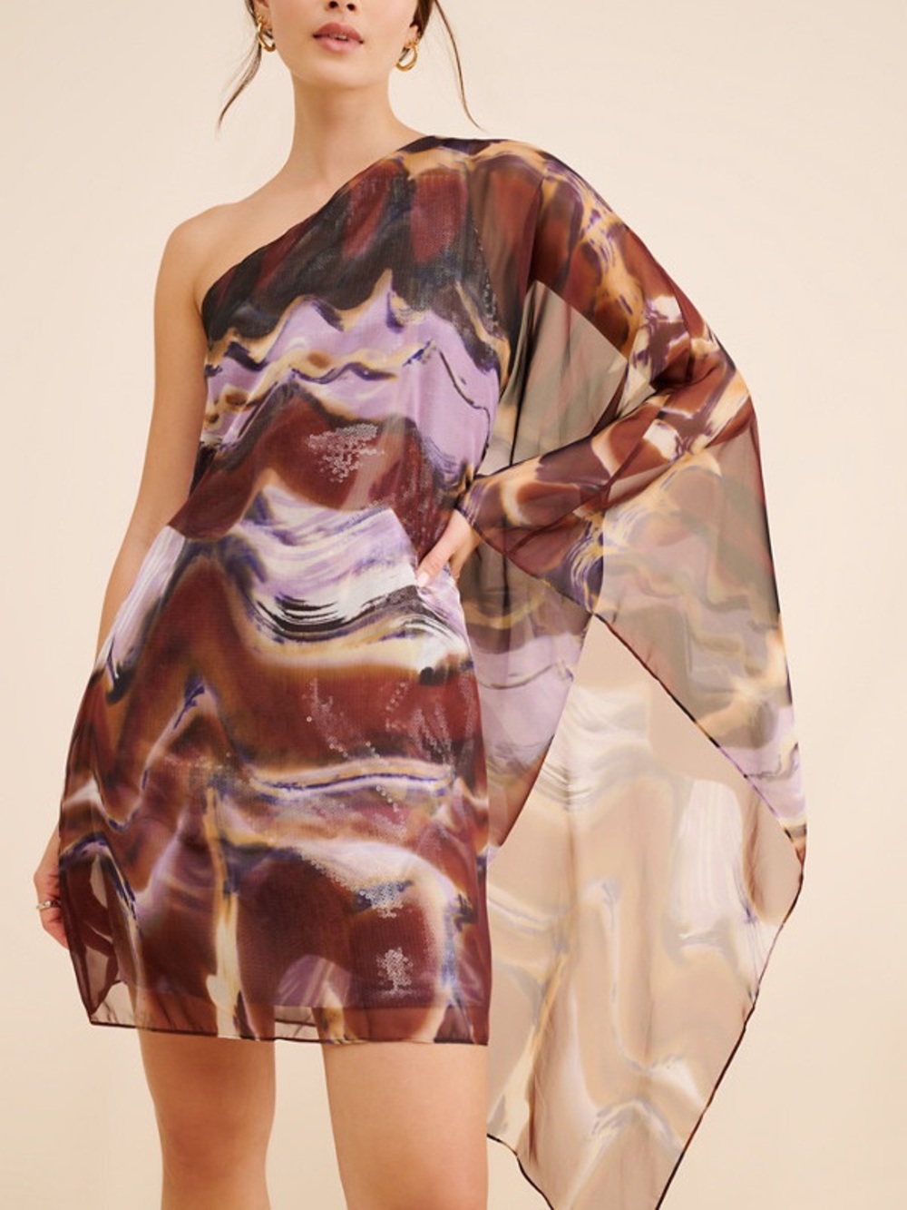 Halston Earth Strata Mini Dress